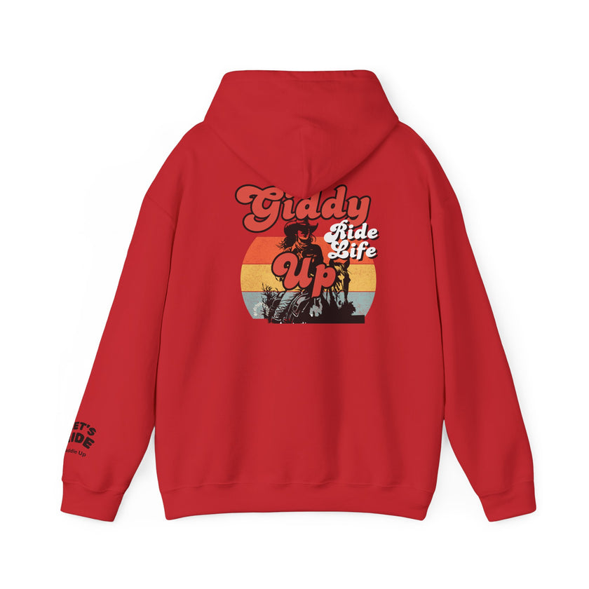 Giddy Up Retro Sunset Cowboy Hoodie | Ride Life Western Graphic
