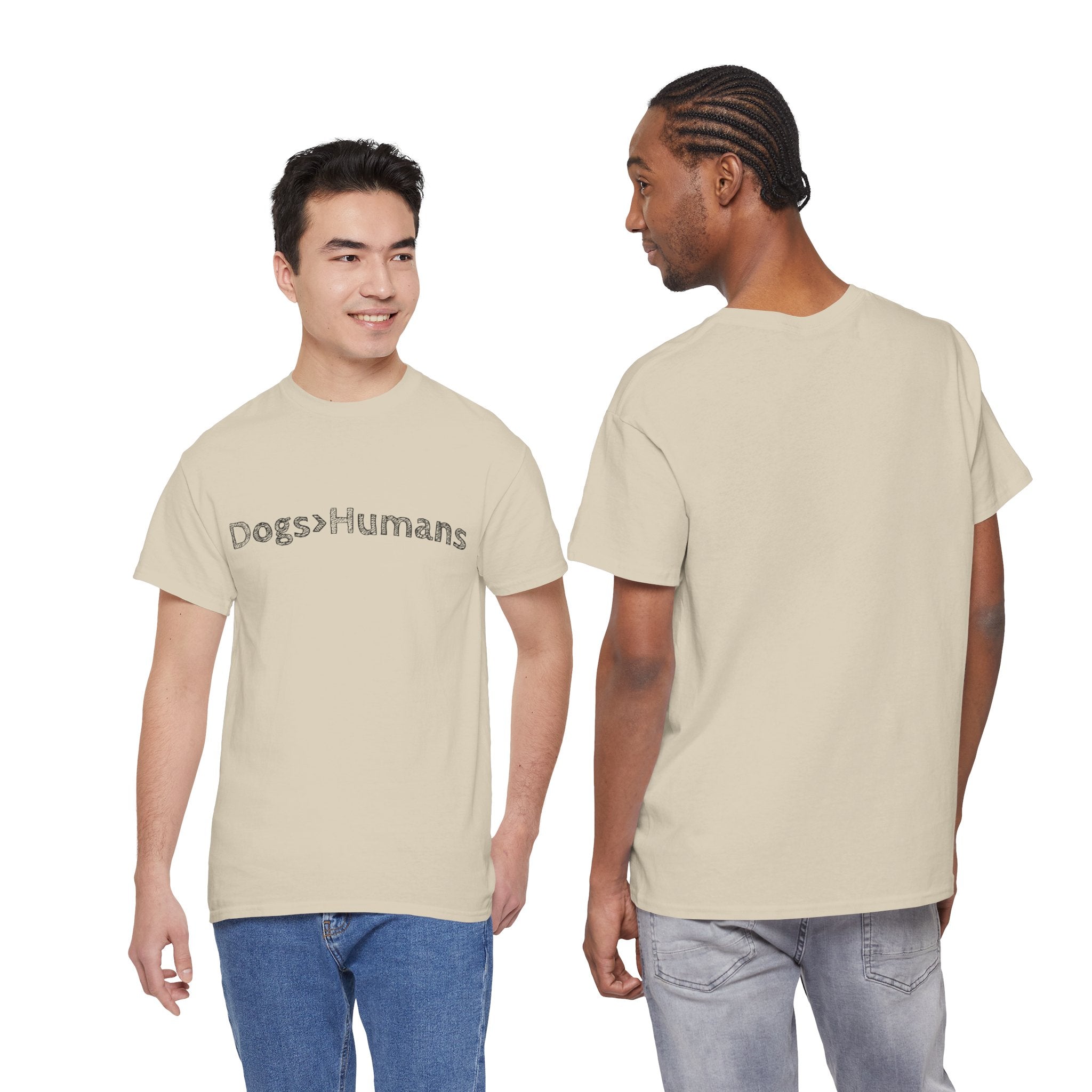 Dogs>Humans Unisex Heavy Cotton Tee, Funny Dog Lover Shirt, Gift for Dog Owners, Pet Lover Apparel, Casual T-Shirt