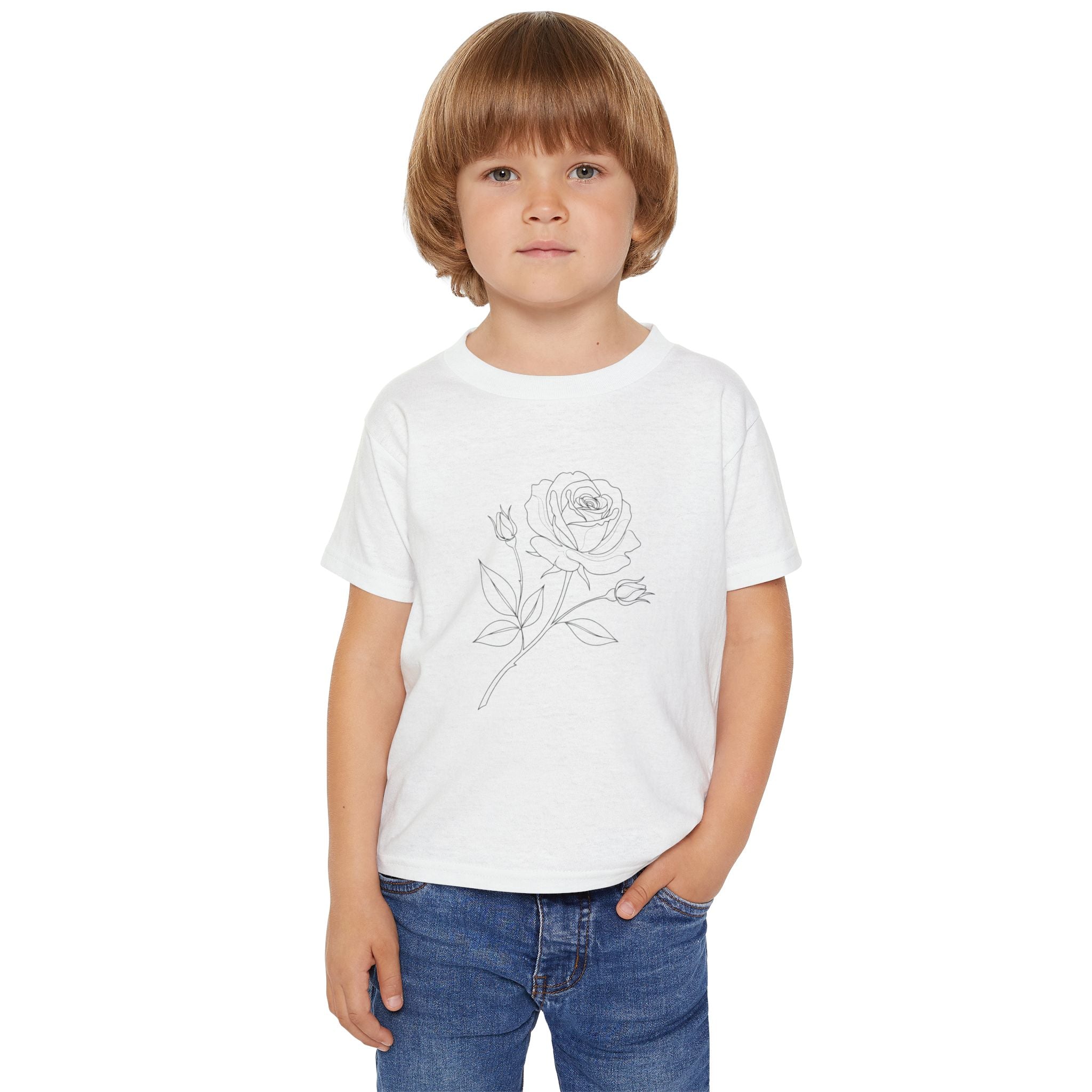 Toddler T-Shirt — Delicate Line Art Rose Kids Tee