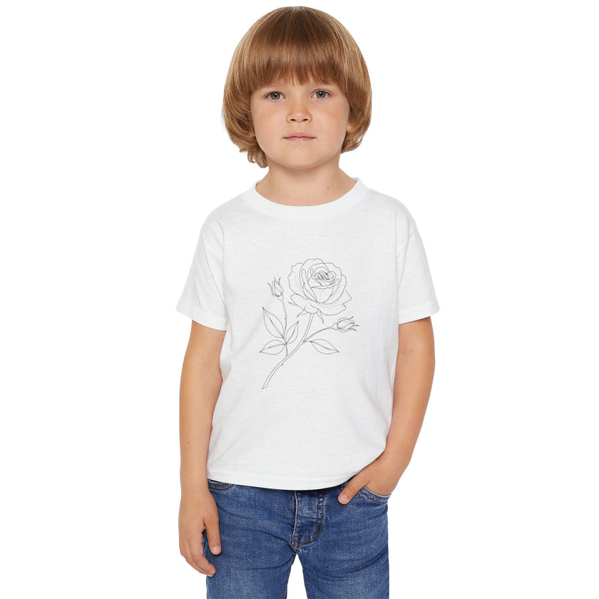 Toddler T-Shirt — Delicate Line Art Rose Kids Tee