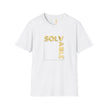 Solvable Graphic T-Shirt — Gold Text Puzzle Design