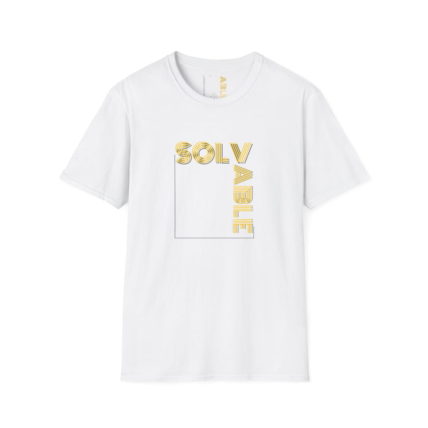 Solvable Graphic T-Shirt — Gold Text Puzzle Design