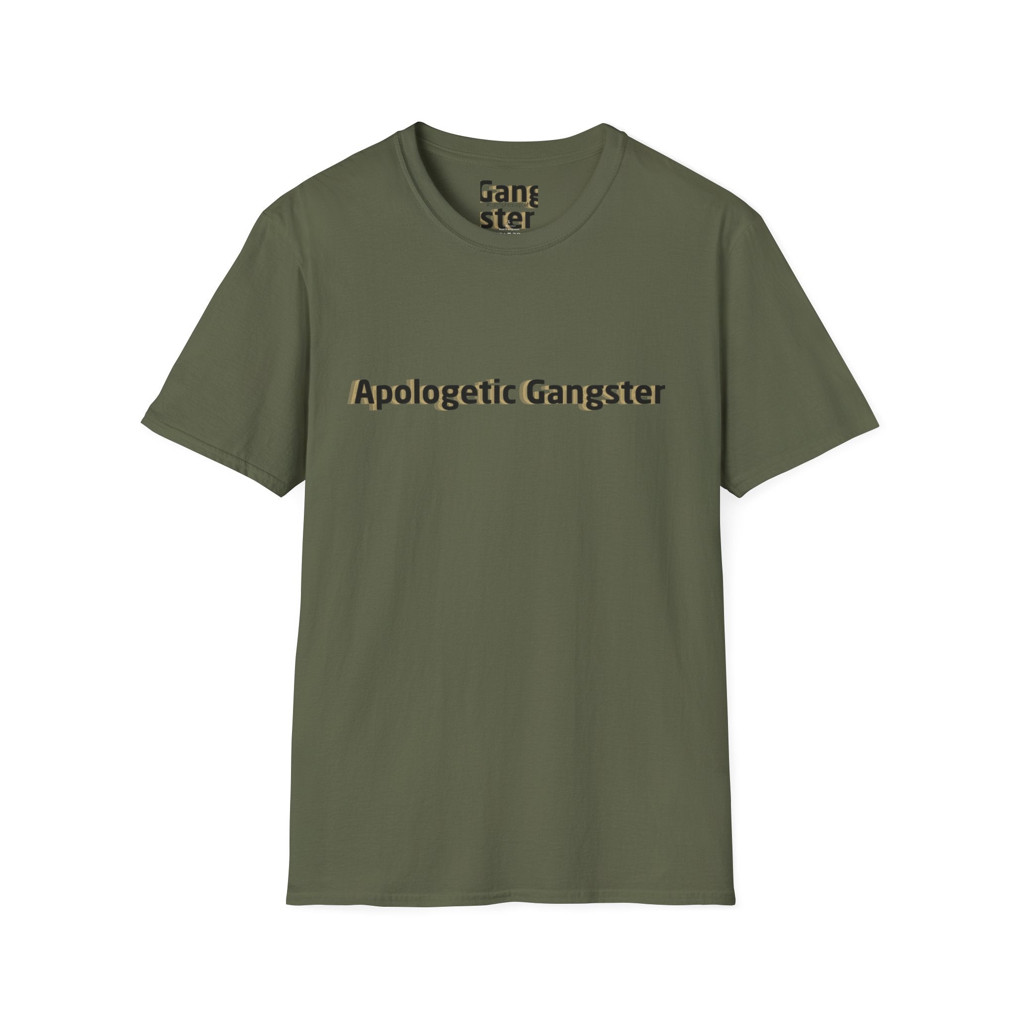 Apologetic Gangster T-Shirt | Text Graphic Tee, Grey Cotton