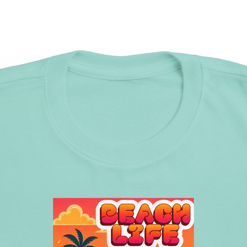 Toddler Tee - 'Beach Life' Retro Sunset Palm Graphic