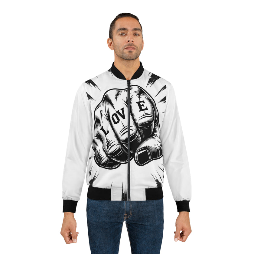 Love Fist Graphic | Bomber Jacket -All Over Print- Great Daily Fit