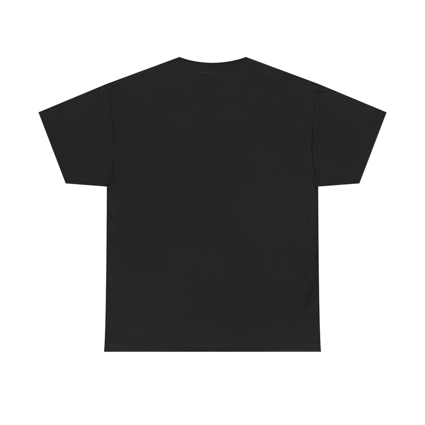 Plain black unisex short sleeve t-shirt, back view, minimalist clothing