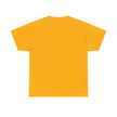 Plain yellow unisex cotton t-shirt, back view, minimalist style clothing