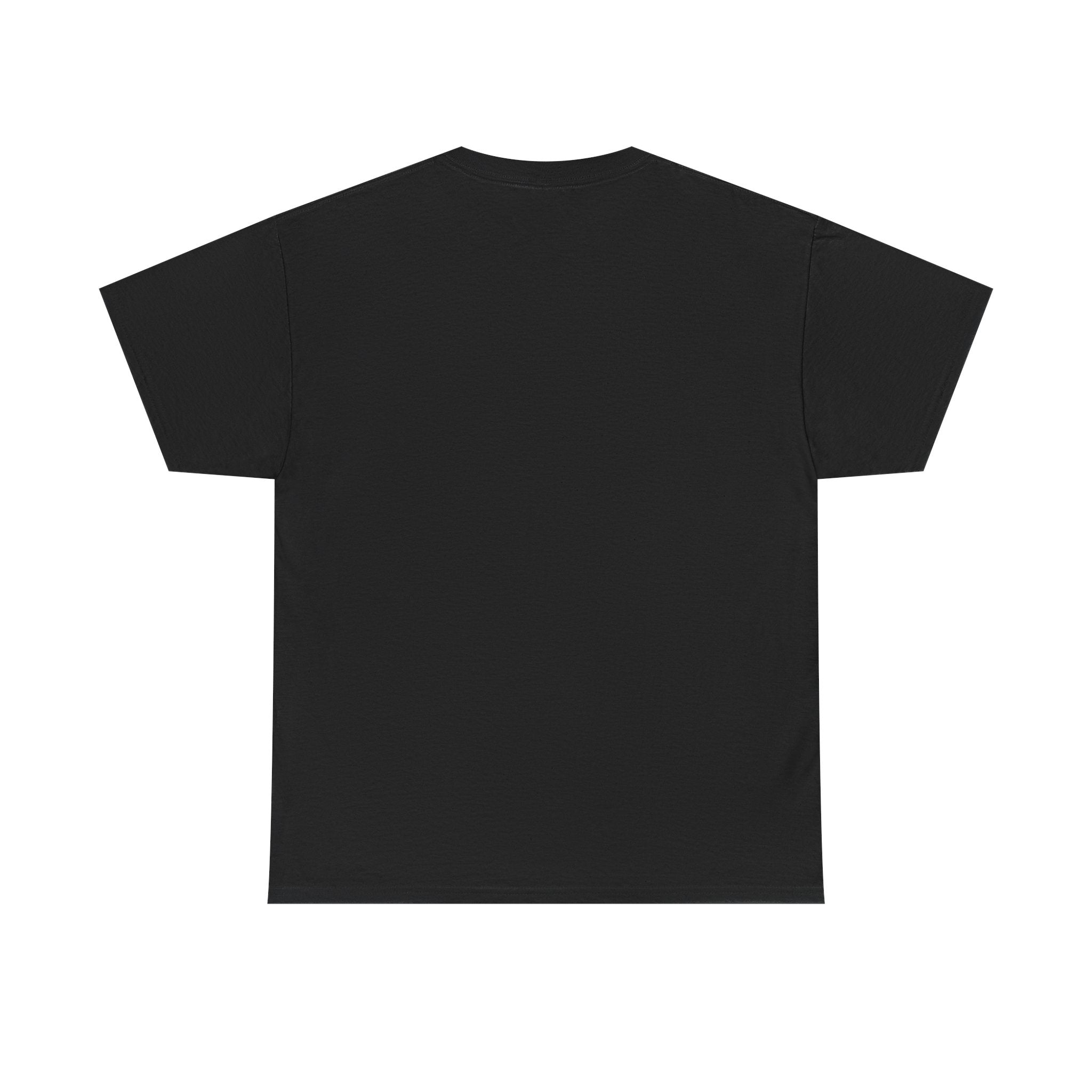 Back view of plain black unisex short sleeve t-shirt, minimalist cotton top