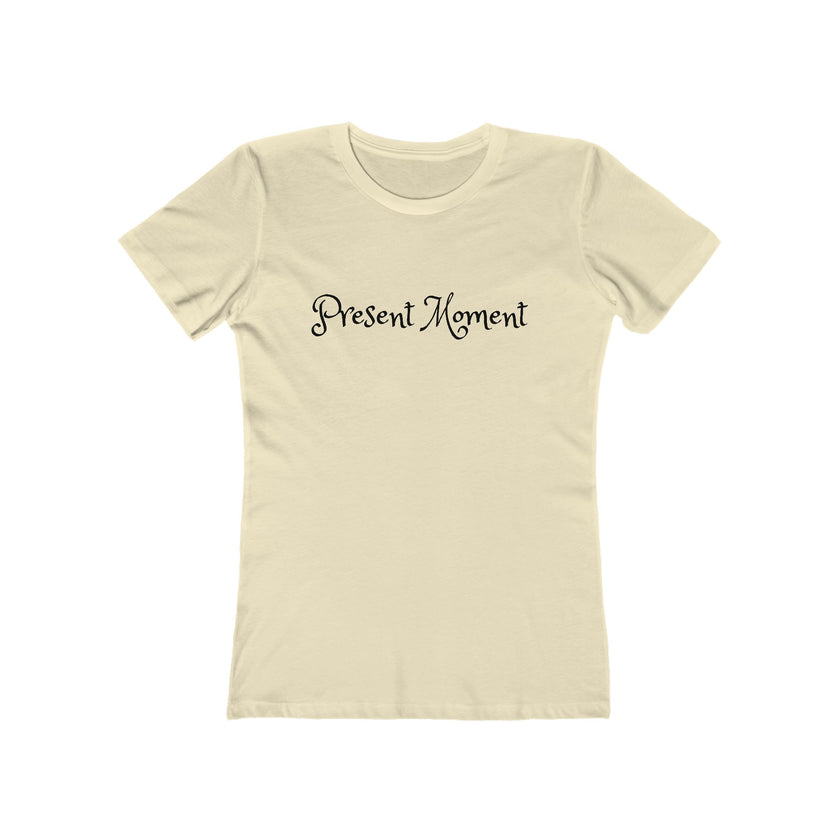 Present Moment Women’s Relaxed Boyfriend Tee — Meditation Graphic