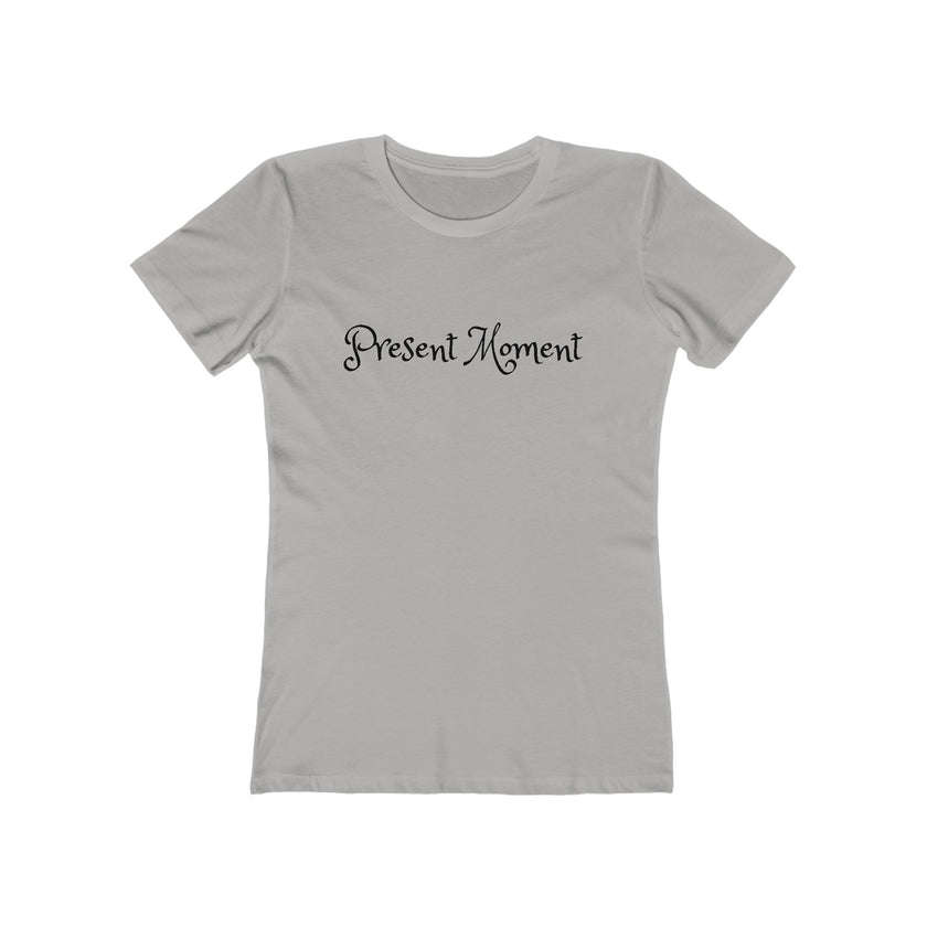 Present Moment Women’s Relaxed Boyfriend Tee — Meditation Graphic
