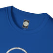 Blue cotton t-shirt with Catch Phrase Poet label and round neckline