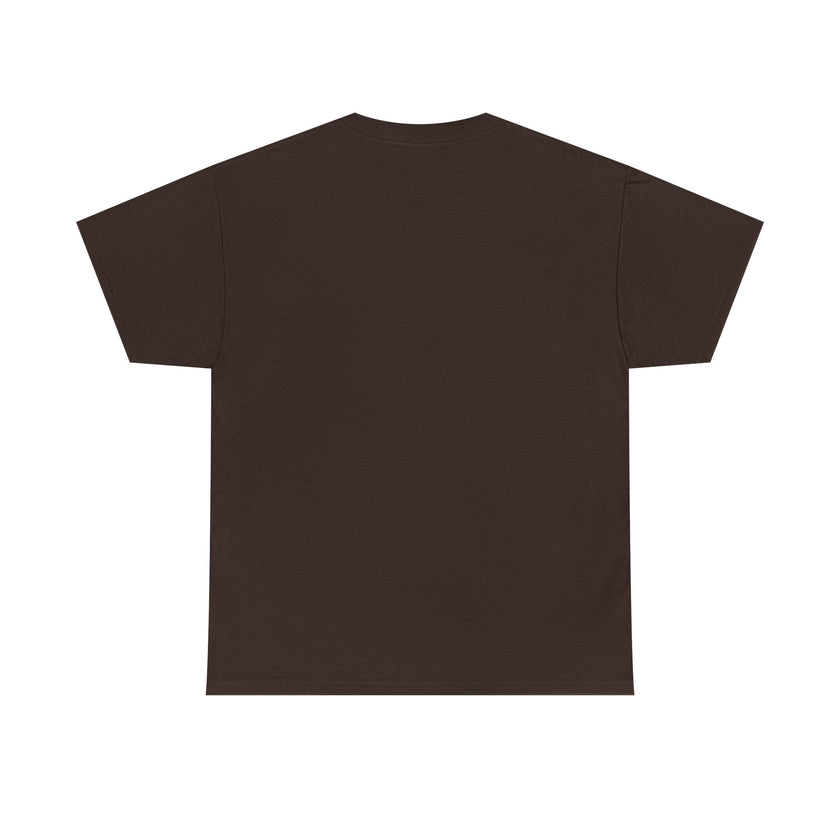 Plain dark brown short sleeve unisex t-shirt, back view, minimalist style