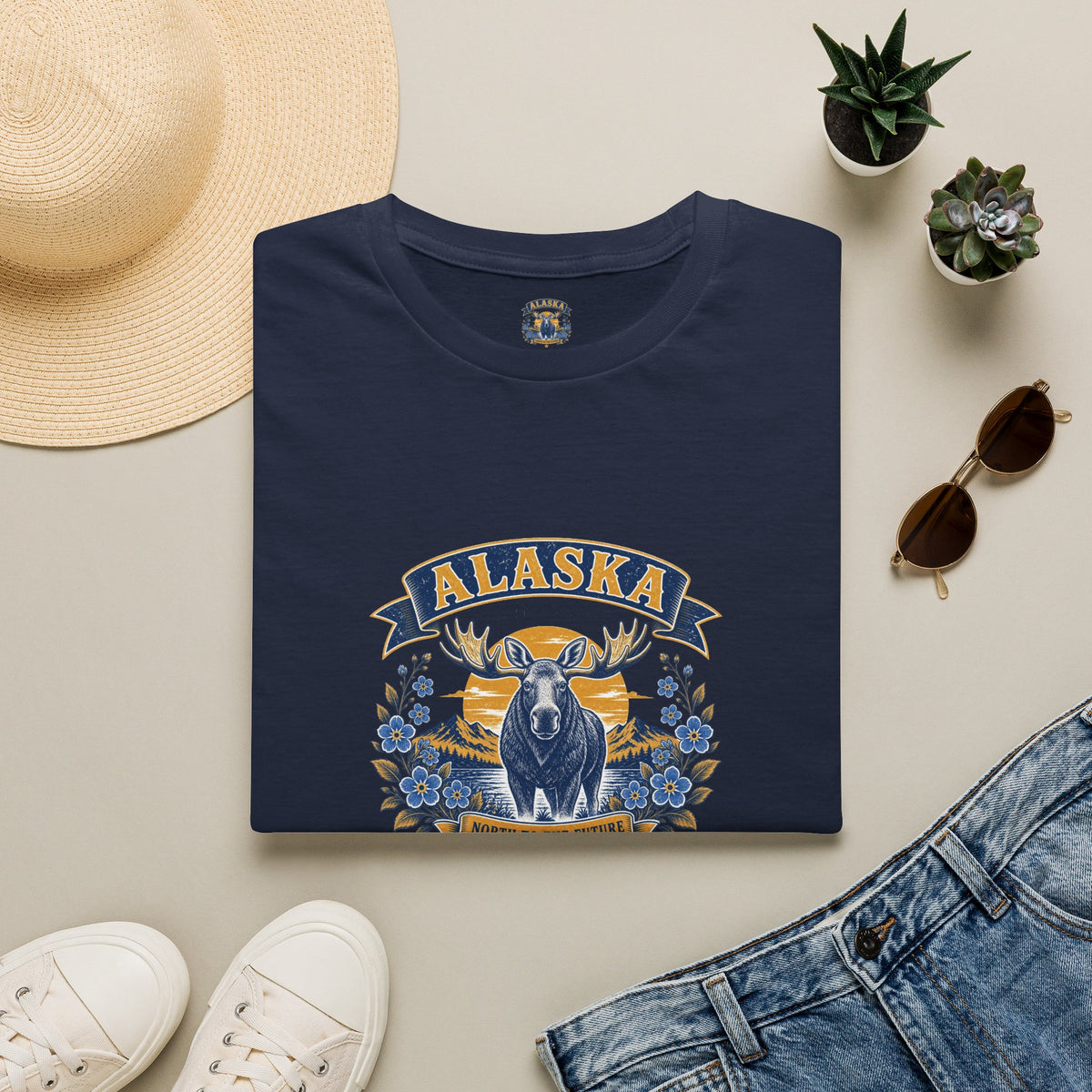 Alaska Moose Graphic T-Shirt — Vintage State Nature Tee