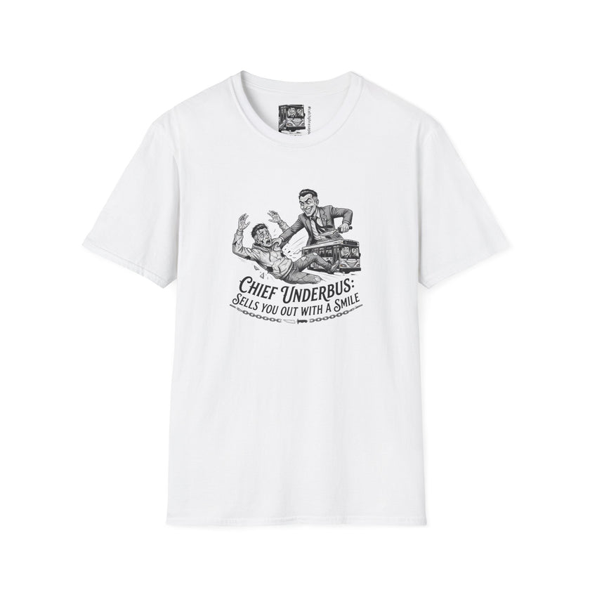 Chief Underbus T-Shirt — Vintage Salesman Illustration, 