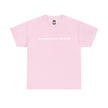 Light pink t-shirt with white text 'de-part-men-tal-ized' across the chest