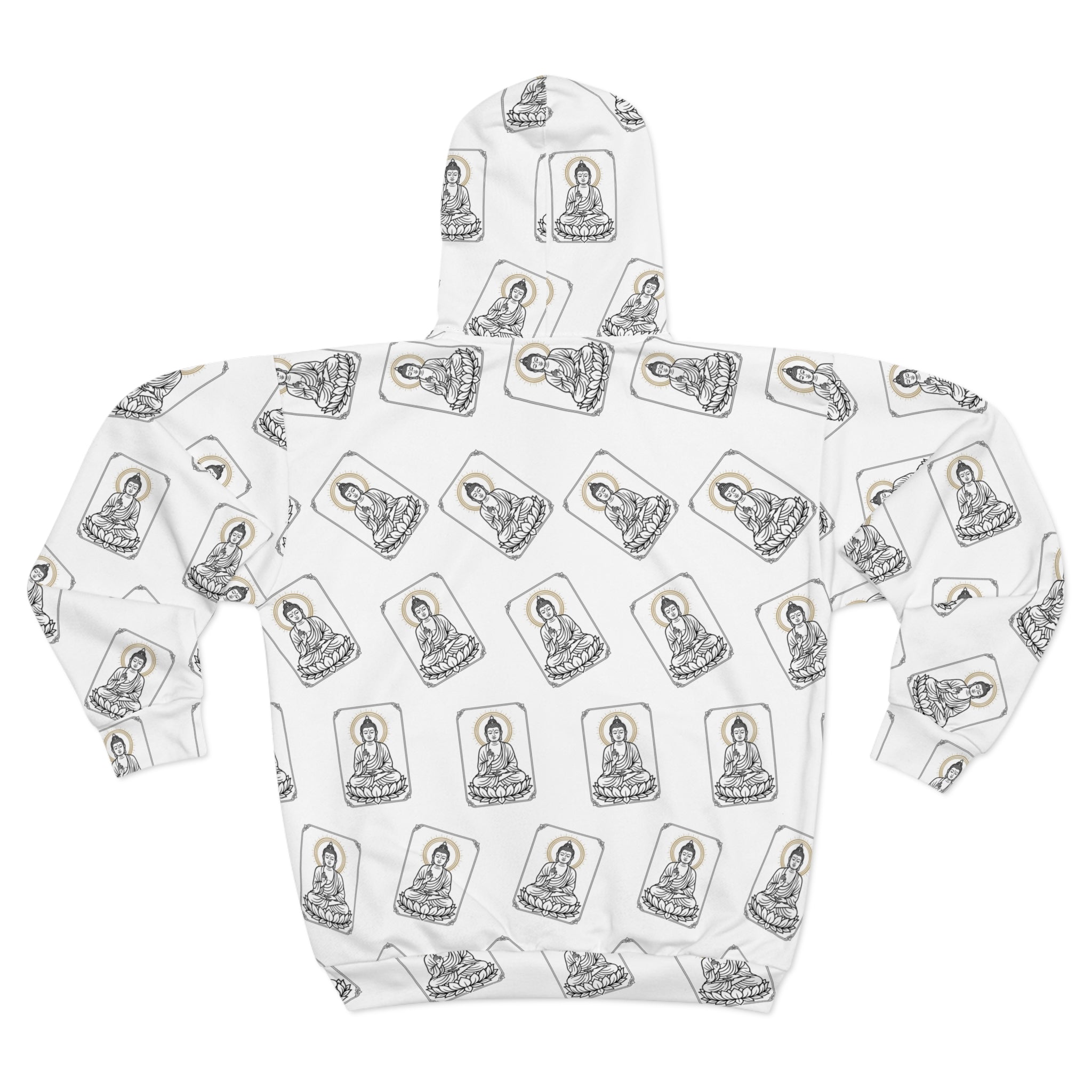 Buddha Pattern Zip Hoodie — Spiritual Streetwear
