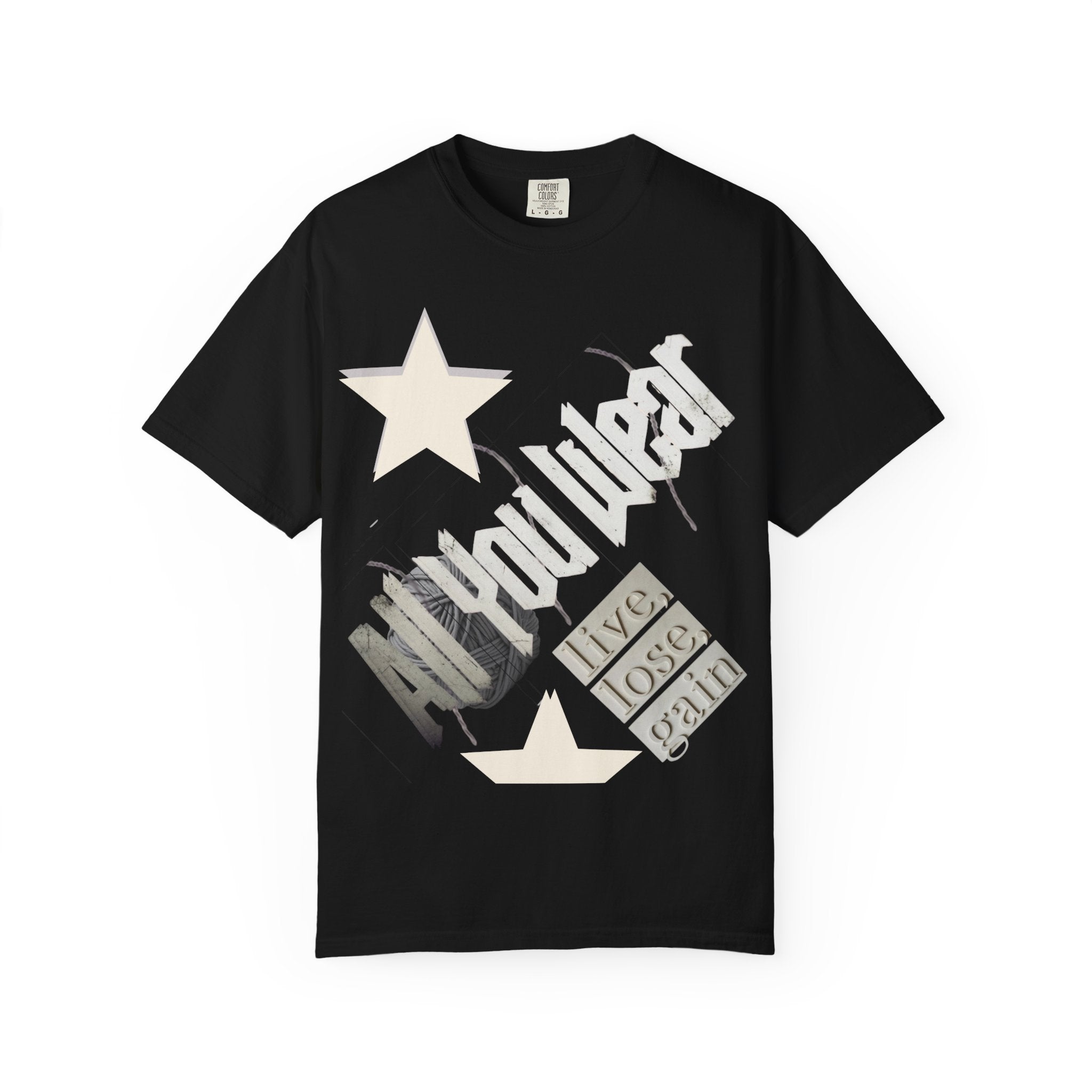 All You Wear! Vintage 'Live, Lose, Gain' Star T-Shirt — Yarn Ball Typography