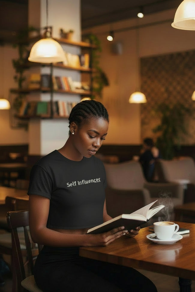 Self Influencer Boxy Tee – Women’s Casual Crop Graphic Shirt