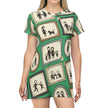 Family Icons All-Over Print T-Shirt Dress — Retro Frames Pattern