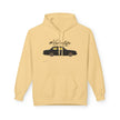 Beige hoodie with vintage car graphic and #Volvolife Swedish Brick text on chest