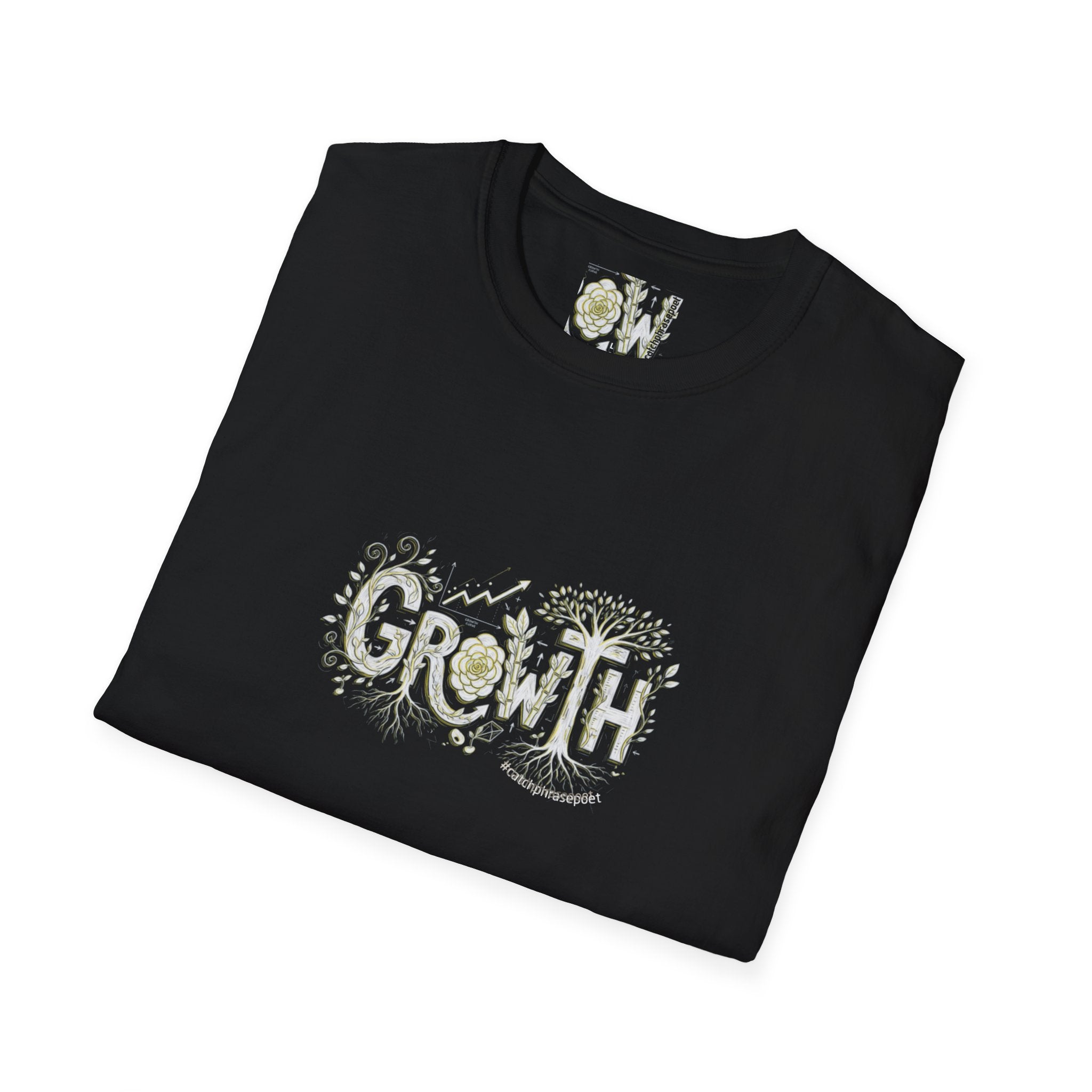 Growth Floral Typography T-Shirt | Botanical Plant Lettering