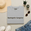 Apologetic Gangster T-Shirt | Text Graphic Tee, Grey Cotton