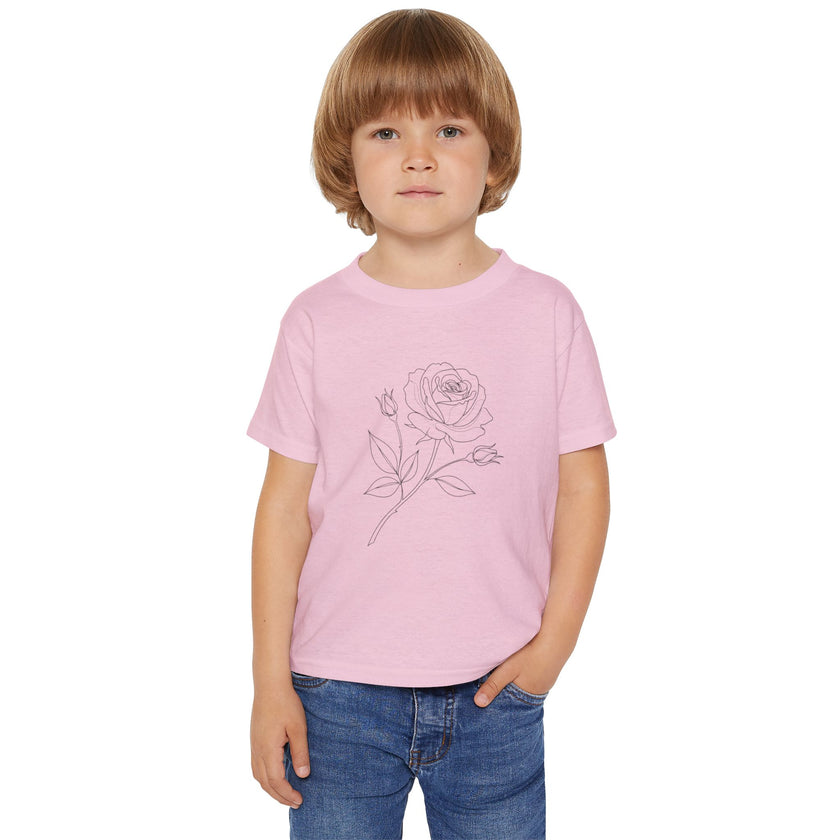 Toddler T-Shirt — Delicate Line Art Rose Kids Tee