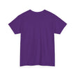 Back view of plain purple unisex cotton t-shirt on white background
