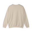 Back view of a plain beige crewneck sweatshirt with long sleeves on white background