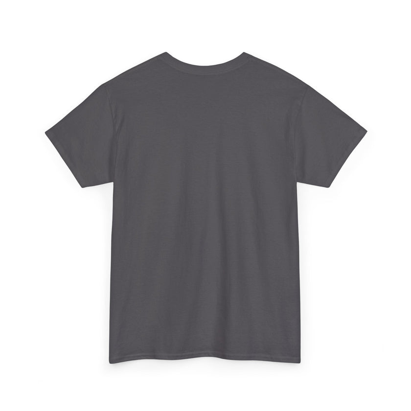 Plain charcoal gray unisex short sleeve cotton t-shirt, back view, on white background