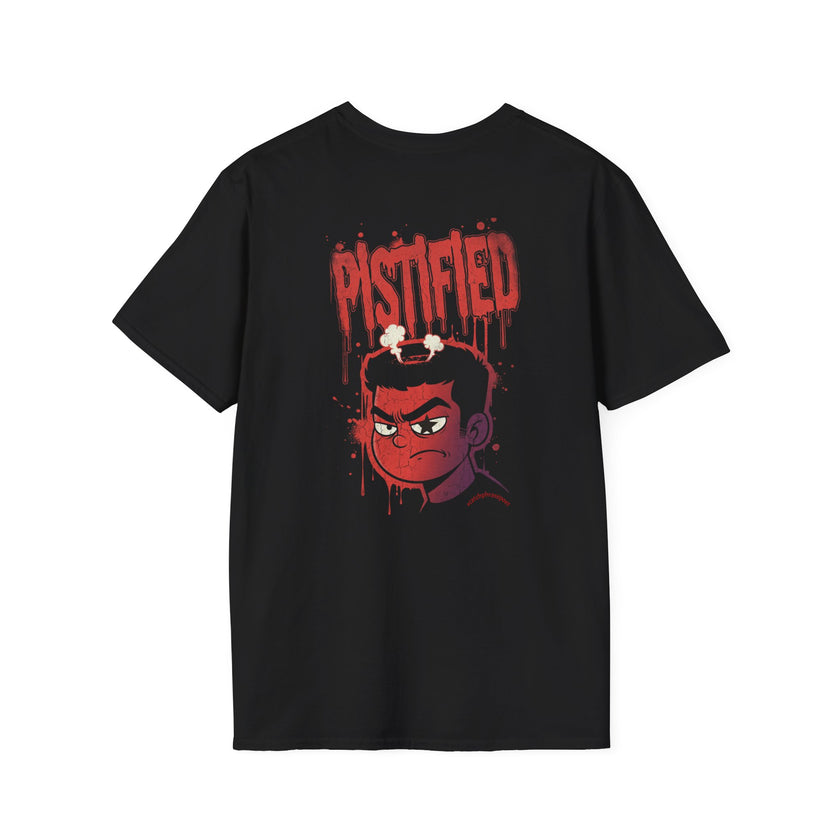 T-Shirt — 'Pistified' Graphic Tee with Grinning Skull Design
