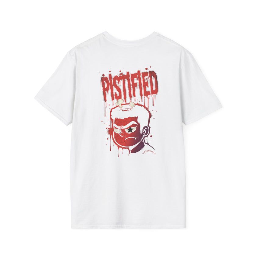 T-Shirt — 'Pistified' Graphic Tee with Grinning Skull Design