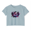 Neon Floral Portrait Festival Women's Crop Top — 'Festival Vibes'