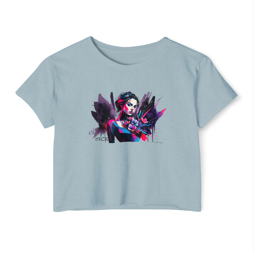 Neon Floral Portrait Festival Women's Crop Top — 'Festival Vibes'