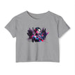 Neon Floral Portrait Festival Women's Crop Top — 'Festival Vibes'
