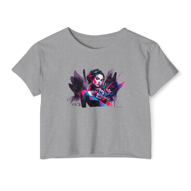 Neon Floral Portrait Festival Women's Crop Top — 'Festival Vibes'