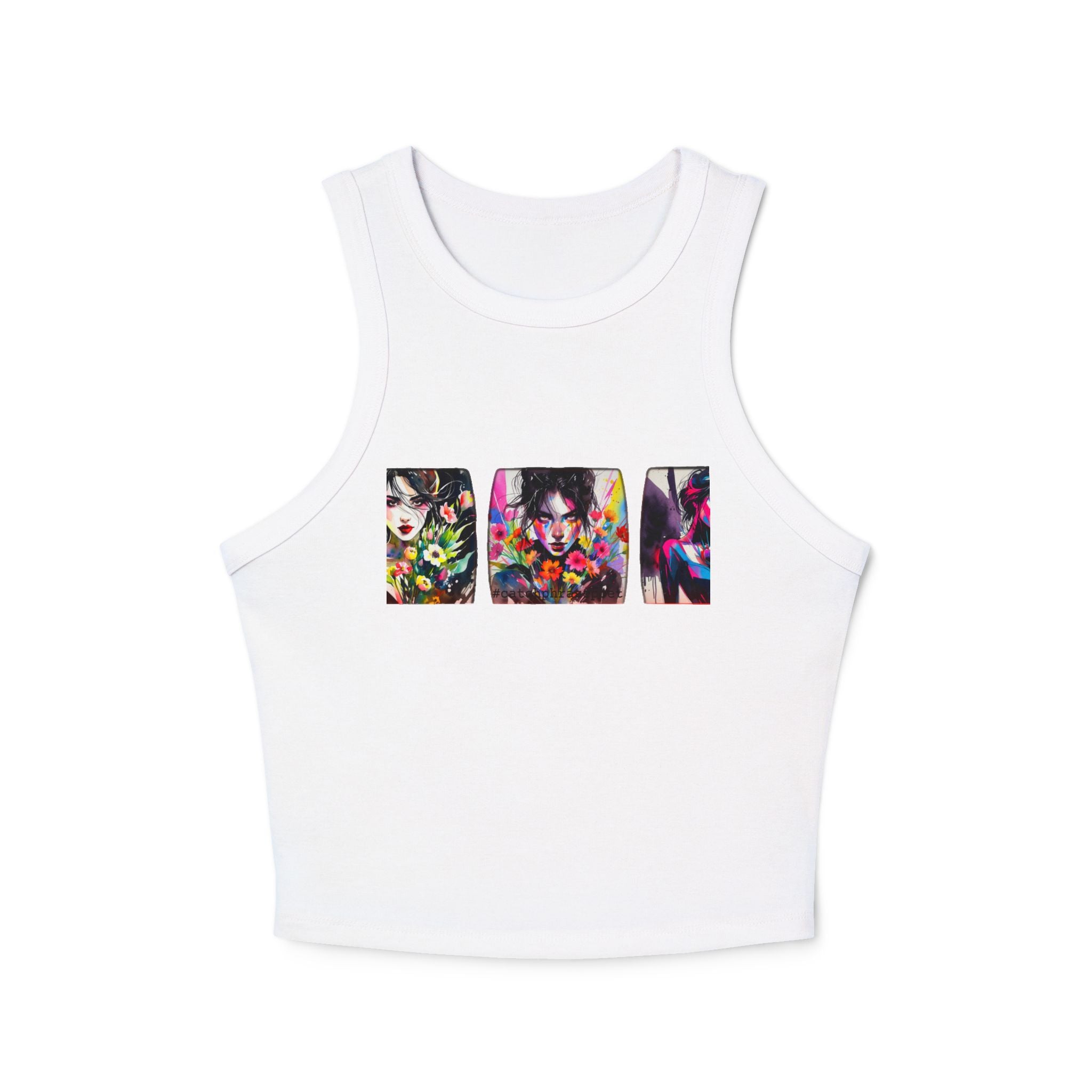 Floral Triptych Portrait Racer Tank — Women's Micro Rib Tank