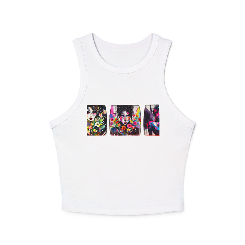 Floral Triptych Portrait Racer Tank — Women's Micro Rib Tank