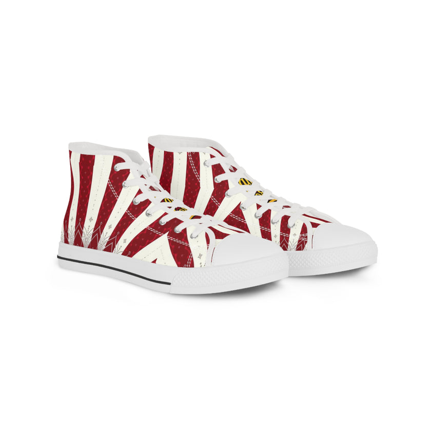 Urban Kicks Red Sunburst High-Top Sneakers — Men's Street Style glide