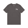 Gray t-shirt with 'Still Waiting for the Plot Twist' text graphic on chest, minimalist design