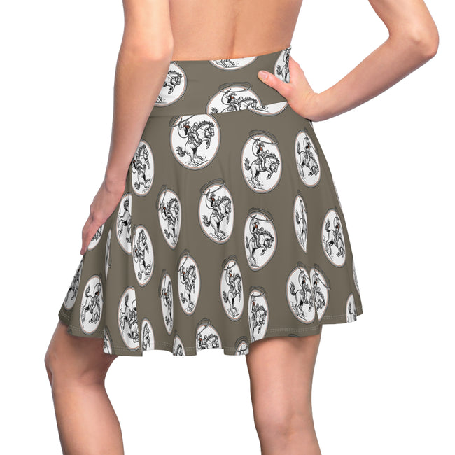 Horse Rider Pattern Skater Skirt — Equestrian Medallion Print