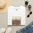 'Juror' tee, lifestyle view — Catch Phrase Poet