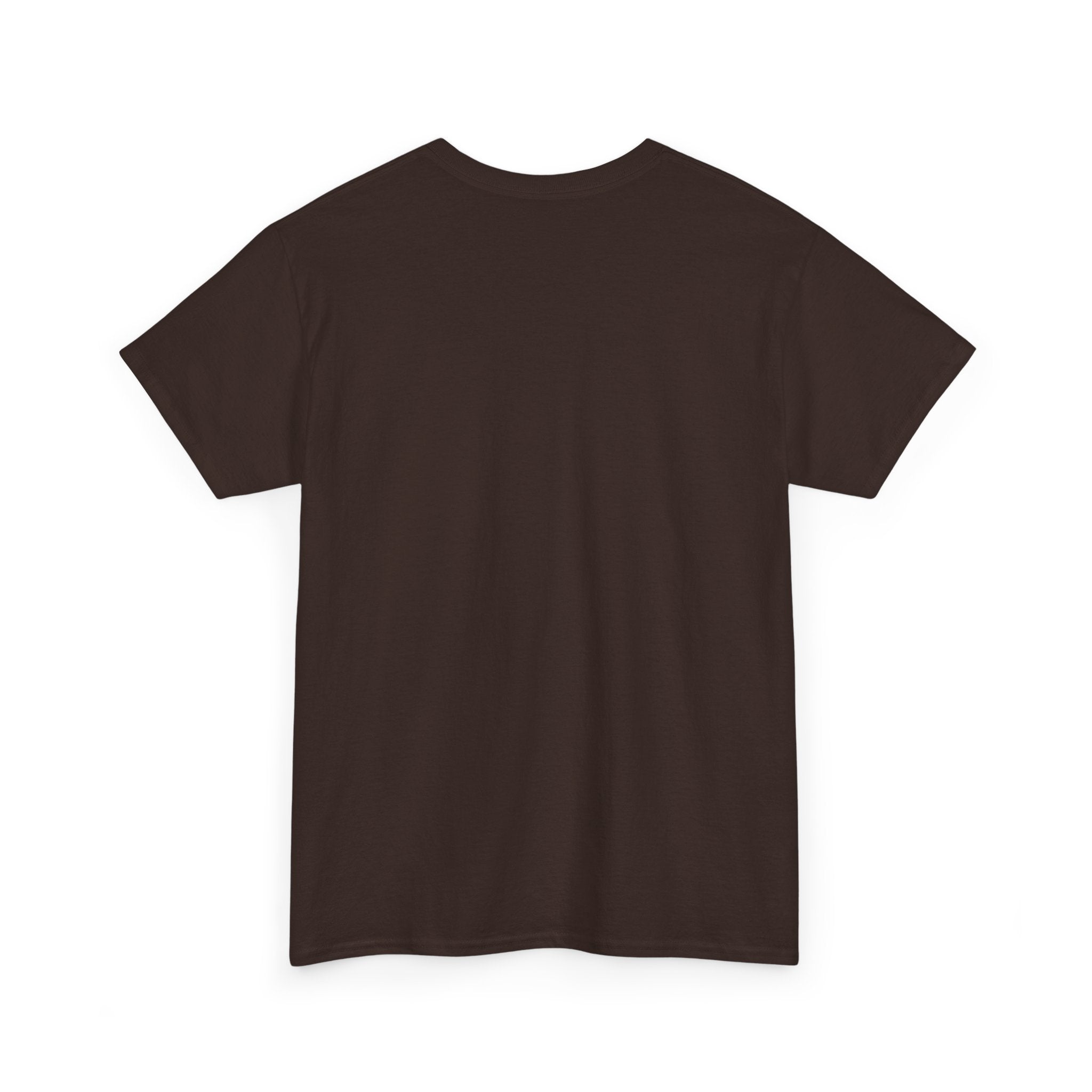 Back view of plain black short sleeve unisex t-shirt on white background