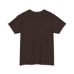 Back view of plain black short sleeve unisex t-shirt on white background