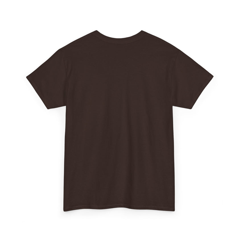 Back view of plain black short sleeve unisex t-shirt on white background