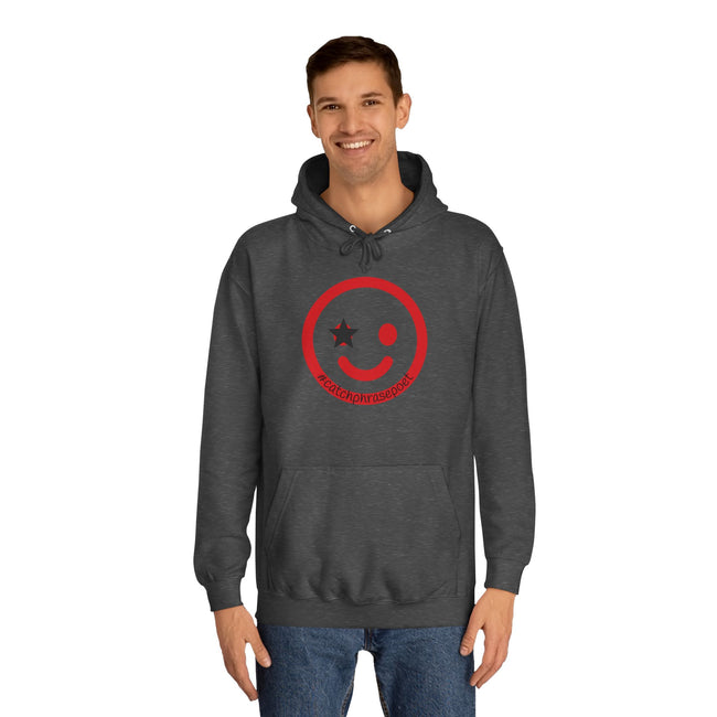 Duo Smile Star Hoodie — Red Double-Wink Graphic College Hoodie