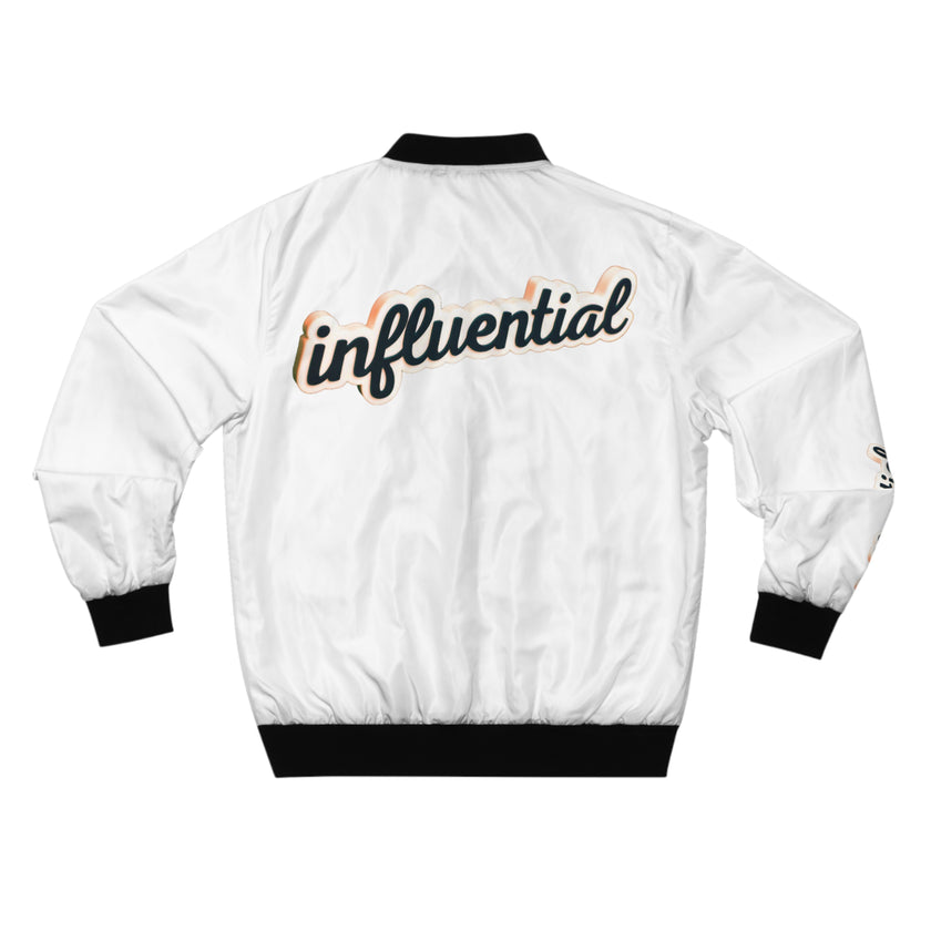 Be About It Script Bomber Jacket — Men's Influential All Over Print Bomber