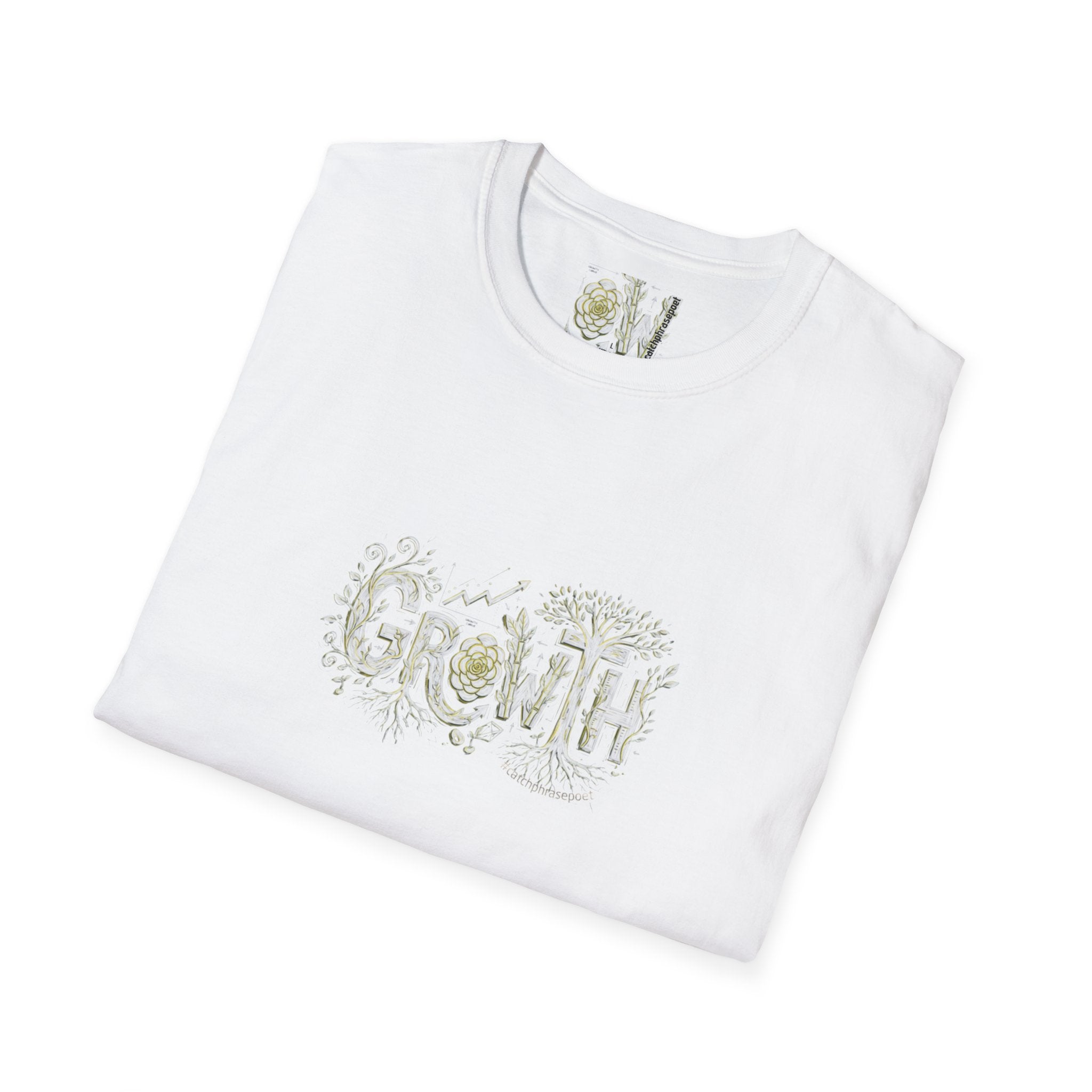 Growth Floral Typography T-Shirt | Botanical Plant Lettering