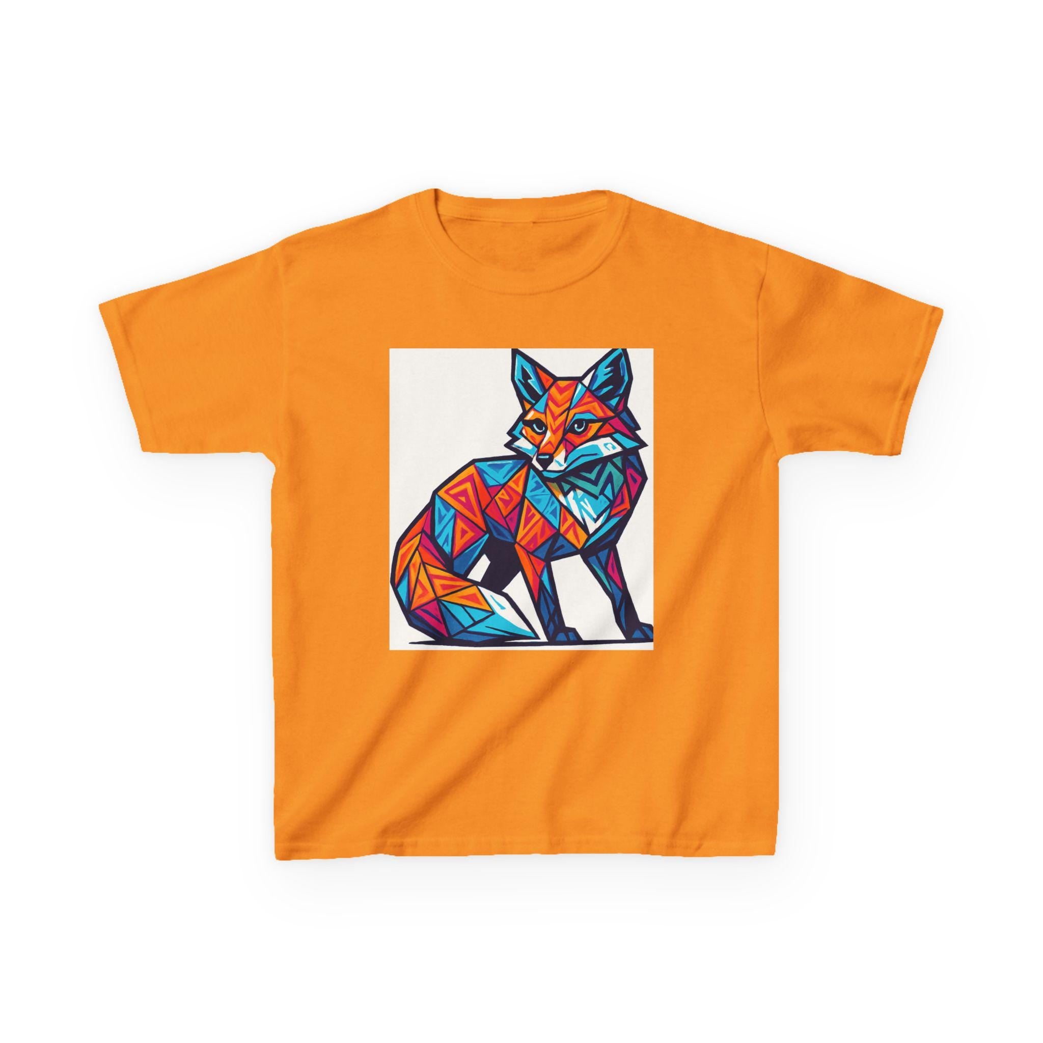 Geometric Fox Kids Tee: Colorful Graphic Art Shirt