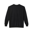 Back view of a plain black long sleeve crewneck sweatshirt on white background
